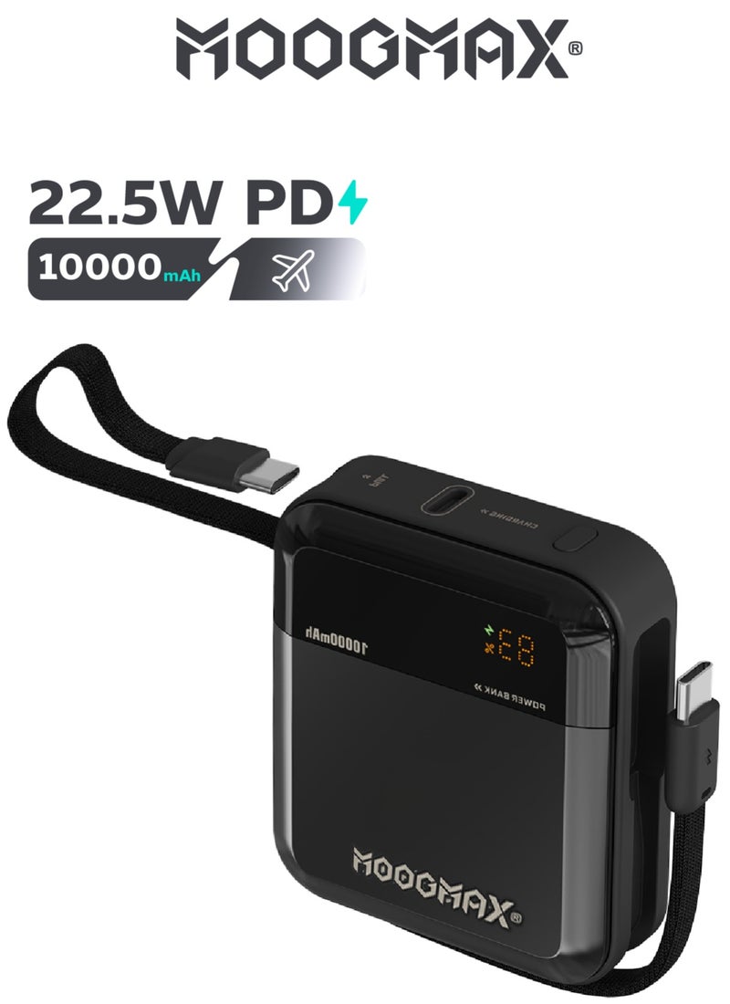 MOOGMAX power bank 10000 mAh in a very compact size. Portable charger with two Type C ports. 22.5W power bank fast charging. powerbank with a digital display. Overvoltage and overcurrent protection mini power bank. Portable slim power bank suitable for travel and on airplanes. - Image 1